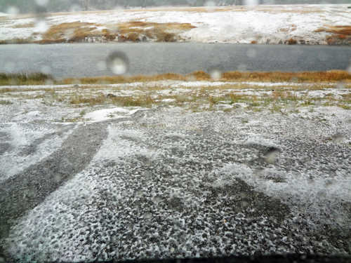 hail storm in Yellowstone National Park